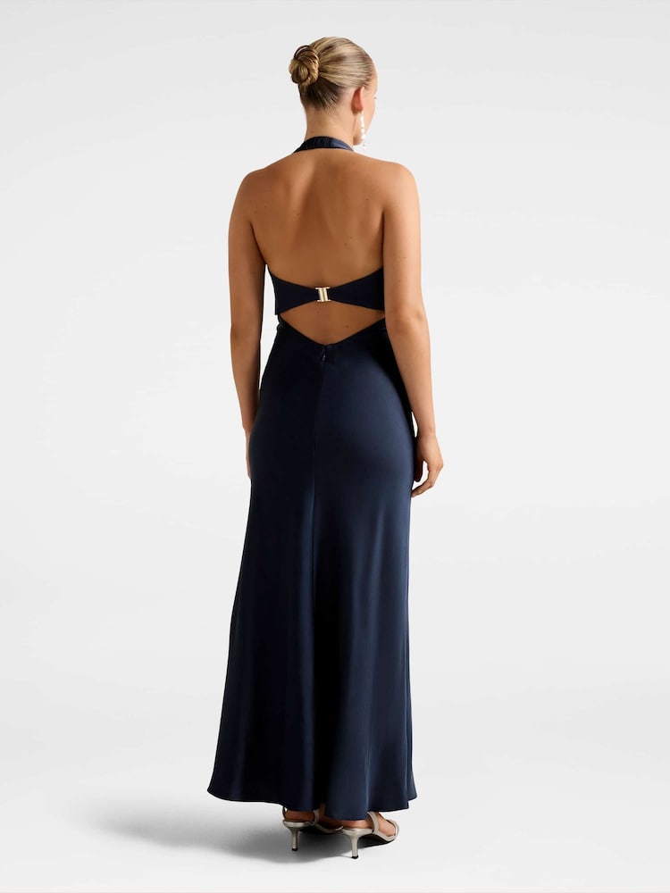 Forever New Navy Blue April Open Back Satin Maxi Dress - Image 2 of 4 Forever New Navy Blue April Open Back Satin Maxi Dress - Image 2 of 4