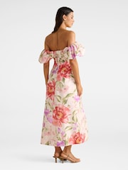 Vestido midi Janie ombro a ombro com linho Forever New - Imagem 2 de 5