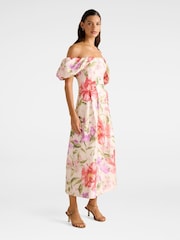 Vestido midi Janie ombro a ombro com linho Forever New - Imagem 3 de 5