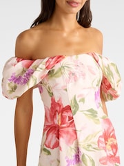 Vestido midi Janie ombro a ombro com linho Forever New - Imagem 5 de 5
