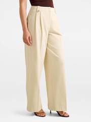 Forever New Cream Gigi Button Tab Wide Leg Trousers - Image 3 of 5