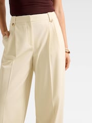 Forever New Cream Gigi Button Tab Wide Leg Trousers - Image 4 of 5