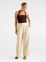 Forever New Cream Gigi Button Tab Wide Leg Trousers - Image 5 of 5
