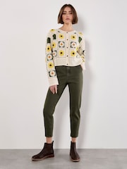 Apricot Yellow Daisy Squares Crochet Cardigan - Image 3 of 4