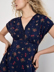 Apricot Blue Floral Print Heart Ditsy Print Dress - Image 4 of 5