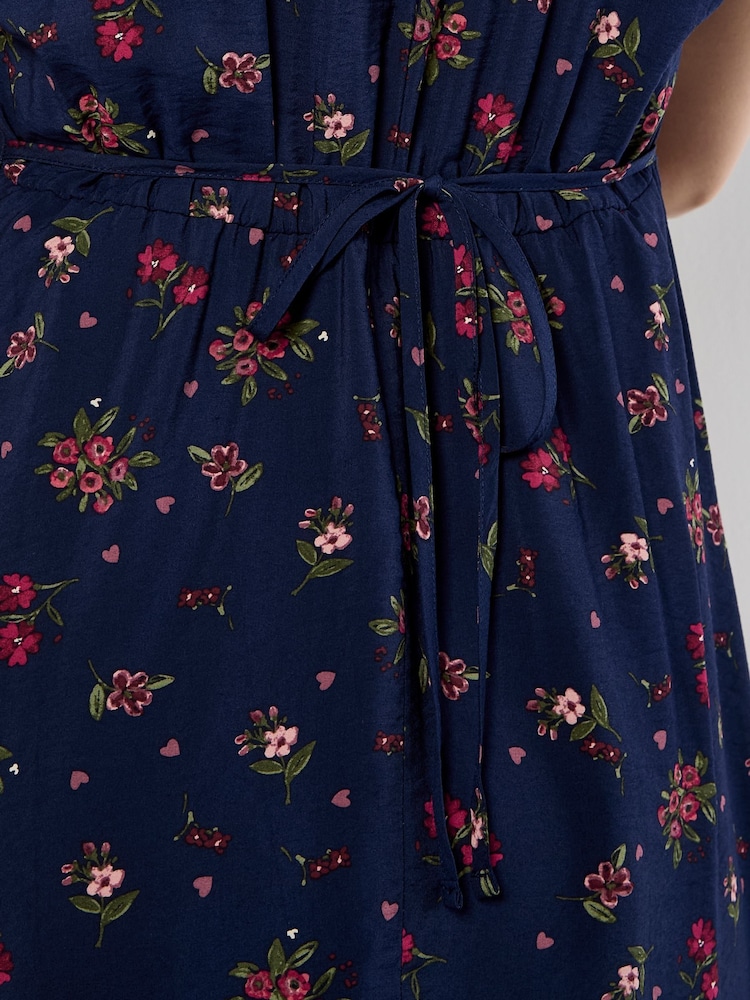 Apricot Blue Floral Print Heart Ditsy Print Dress - Image 5 of 5 Apricot Blue Floral Print Heart Ditsy Print Dress - Image 5 of 5