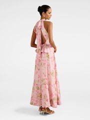 Forever New Petite Serena Halter Neck Peplum Contains Linen Midi Dress - Imagem 2 de 4