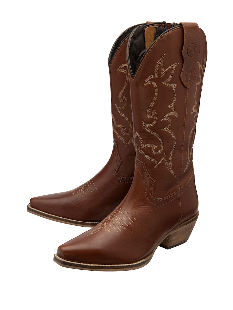 Marrón - Ravel Leather Cowboy Boots on a Western Heels - Imagen 2 de 4 Marrón - Ravel Leather Cowboy Boots on a Western Heels - Imagen 2 de 4