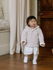 Emile Et Rose Kai Knitted Jacket With Fur Trim Pom-Pom & Hood - Image 1 of 5