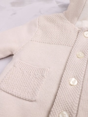 Emile Et Rose Kai Knitted Jacket With Fur Trim Pom-Pom & Hood - Image 5 of 5