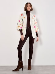 Apricot Cream Multicolour Flower 3D Knitted Cardigan - Image 2 of 5