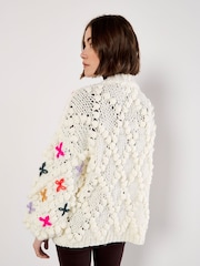 Apricot Cream Multicolour Flower 3D Knitted Cardigan - Image 5 of 5