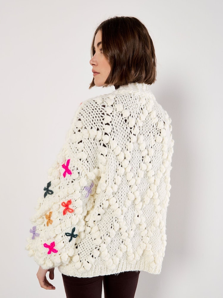Apricot Cream Multicolour Flower 3D Knitted Cardigan - Image 5 of 5