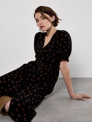 Apricot Black Mono Spot Button Down Dress - Image 4 of 4
