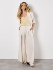 Apricot Natural Pinstripe Palazzo Trousers - Image 1 of 5