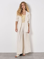 Apricot Natural Pinstripe Palazzo Trousers - Image 2 of 5