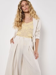 Apricot Natural Pinstripe Palazzo Trousers - Image 3 of 5