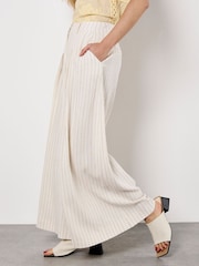 Apricot Natural Pinstripe Palazzo Trousers - Image 4 of 5
