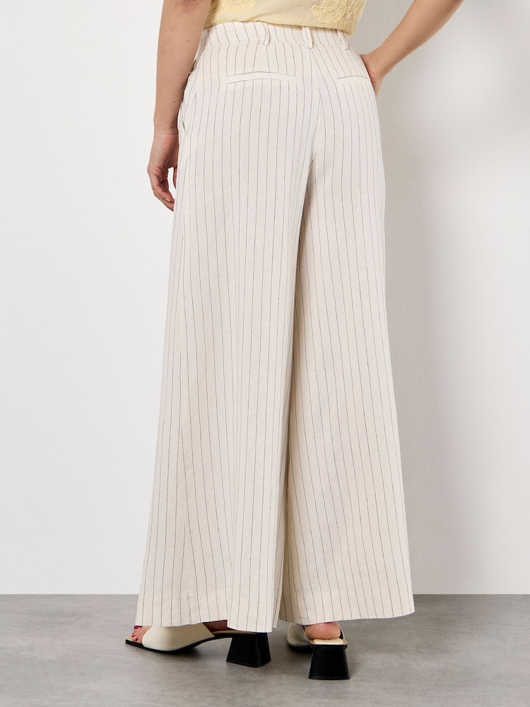 Apricot Natural Pinstripe Palazzo Trousers - Image 5 of 5