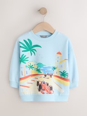 مشهد سيارة باللون الأزرق - سويت شيرت بياقة حافة مستديرة مزيّن بطبعة في جميع أنحائه (3 شهور-7 سنوات) - صورة 1 من 4