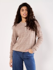 Apricot Natural Button Detail Pointelle Jumper - Image 1 of 4
