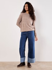 Apricot Natural Button Detail Pointelle Jumper - Image 2 of 4