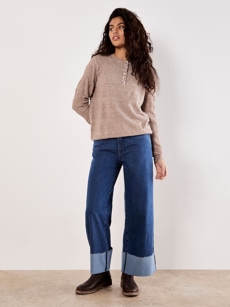 Apricot Natural Button Detail Pointelle Jumper - Image 2 of 4