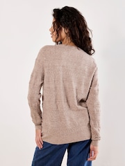 Apricot Natural Button Detail Pointelle Jumper - Image 3 of 4