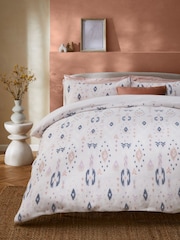 White Pattern Printed Fleece Duvet Cover and Pillowcase Set - Image 1 of 5