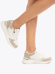 Carvela Cream Carvela Statement Zip Runner Trainers - Image 1 of 5