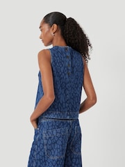 Hush Blue Valerie Leopard Print Denim Top - Image 4 of 6