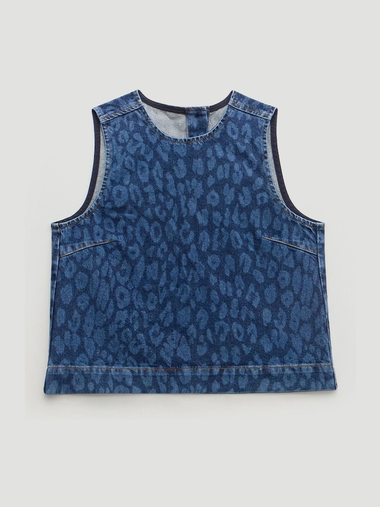 Hush Blue Valerie Leopard Print Denim Top - Image 6 of 6