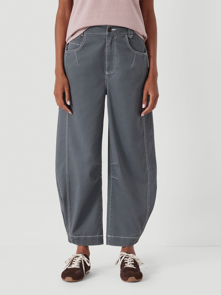 Hush Grey Seam Detail Barrel Leg Trousers - Image 1 of 7 Hush Grey Seam Detail Barrel Leg Trousers - Image 1 of 7