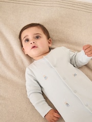 The White Company Blue Bedtime Friends Embroidered Sleepsuit - Image 1 of 4
