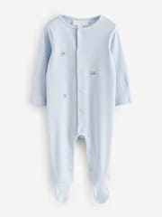 The White Company Blue Bedtime Friends Embroidered Sleepsuit - Image 4 of 4