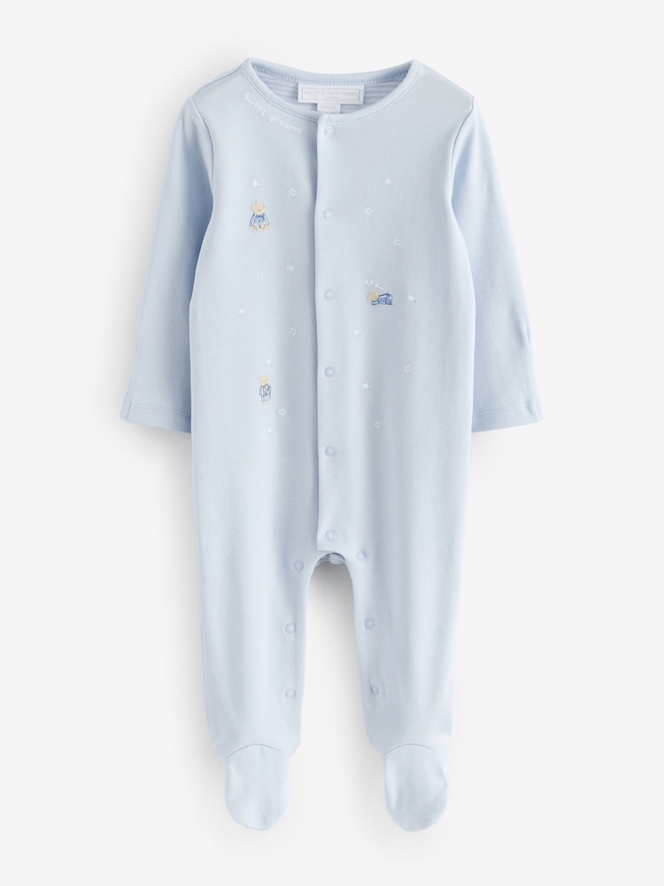 The White Company Blue Bedtime Friends Embroidered Sleepsuit - Image 4 of 4 The White Company Blue Bedtime Friends Embroidered Sleepsuit - Image 4 of 4