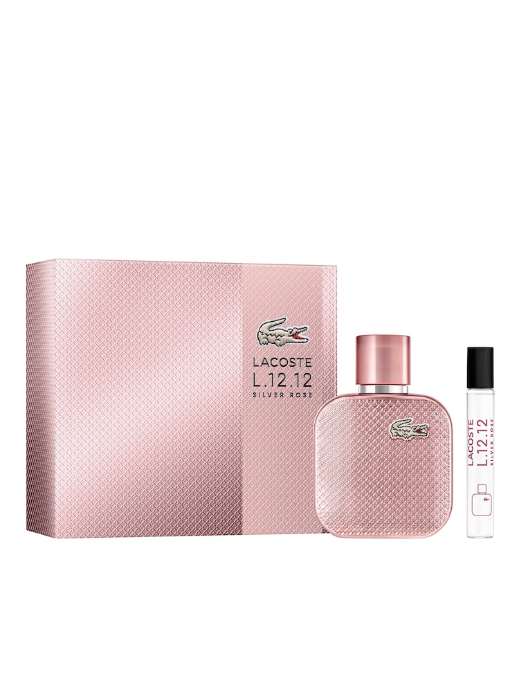 Lacoste L1212 Silver Rose Eau de Parfum 50ml & Travel Spray 7.5ml Gift Set - Image 1 of 4 Lacoste L1212 Silver Rose Eau de Parfum 50ml & Travel Spray 7.5ml Gift Set - Image 1 of 4