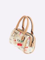 River Island Cream Scribble Mini Cross-Body Bowler Bag - Image 2 of 3