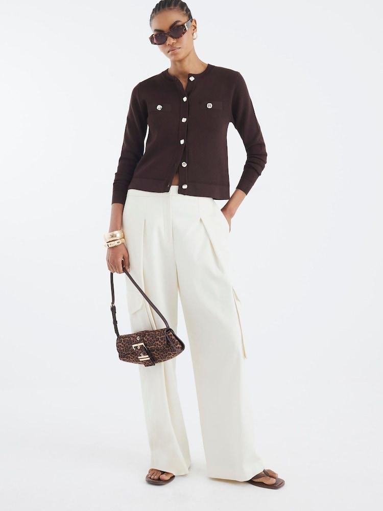 River Island Brown Fitted Tipped Cardigan - Image 2 of 4