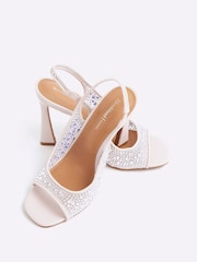 River Island Pink Diamante Mesh Heeled Sandals - Image 3 of 5