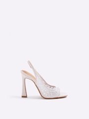 River Island Diamante Mesh Heeled Sandals - Bild 6 von 6