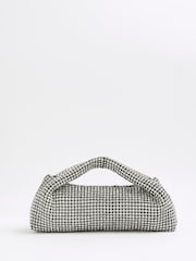 River Island Silver Diamante Scoop Clutch Bag - Image 2 of 6