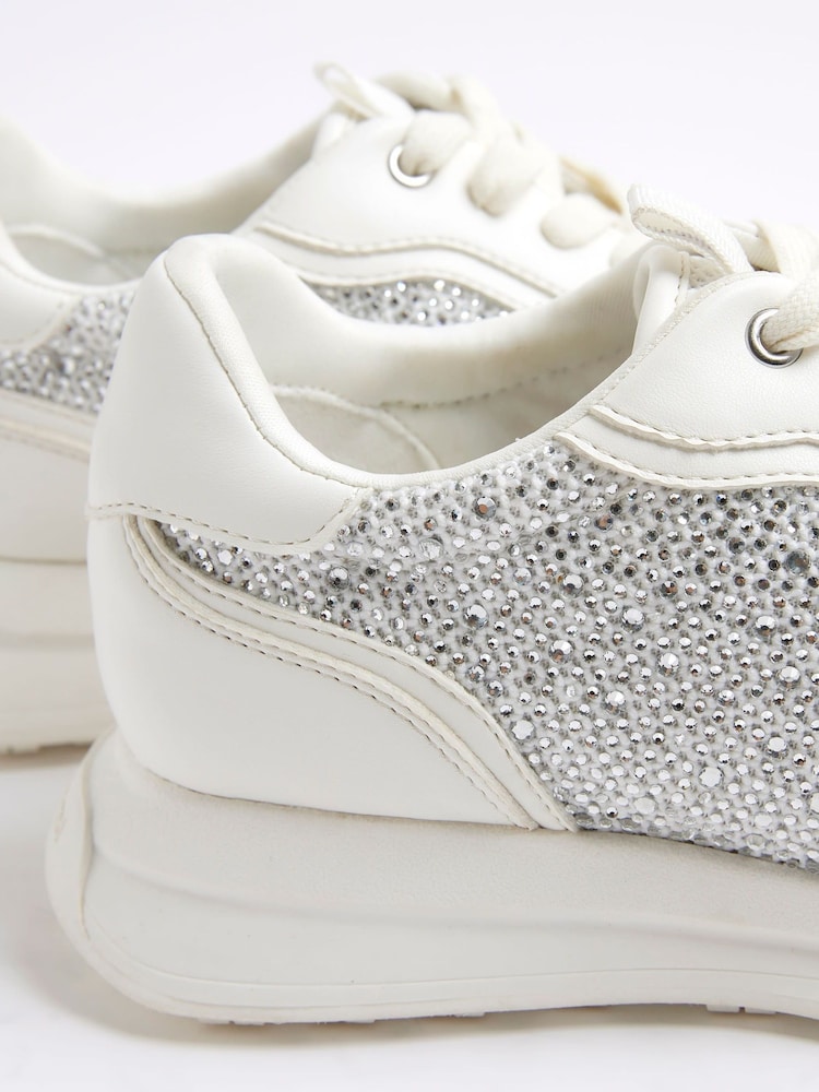 River Island Silver Diamante Mesh Runner Trainers - Image 6 of 6
