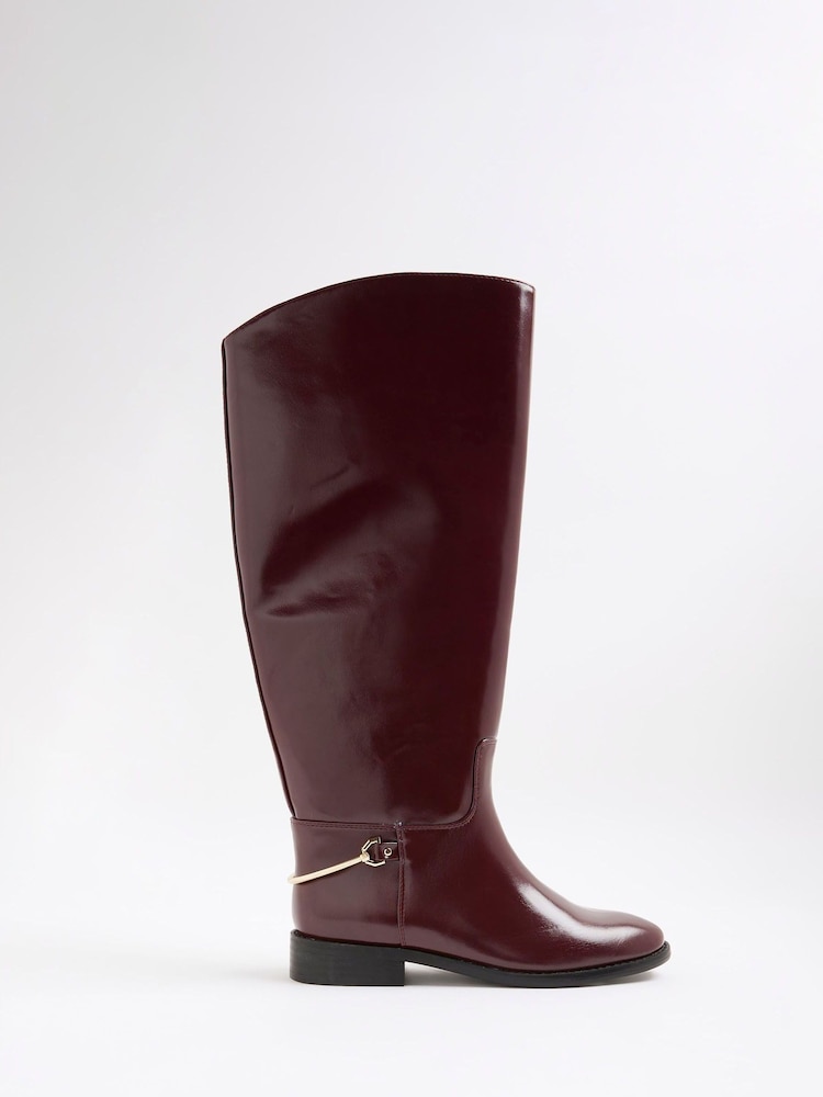 River Island Red High Leg Riding Boots - Image 1 of 5