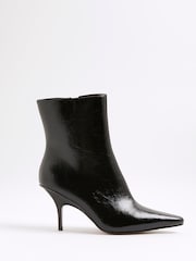 River Island Black Point Toe Heeled Ankle Boots - Image 1 of 5