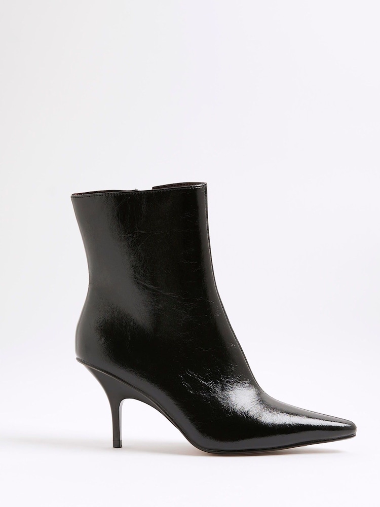 River Island Black Point Toe Heeled Ankle Boots - Image 1 of 5