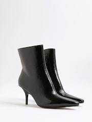 River Island Black Point Toe Heeled Ankle Boots - Image 2 of 5