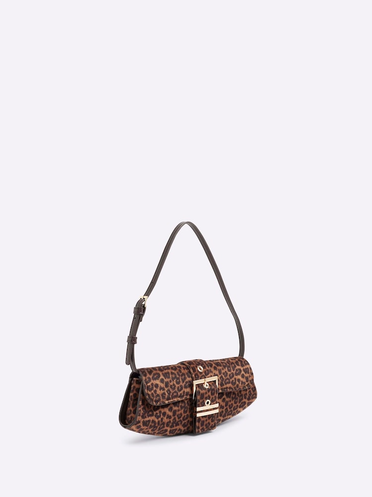 River Island Leopard Print Buckle Front Shoulder Bag - Imagen 1 de 6