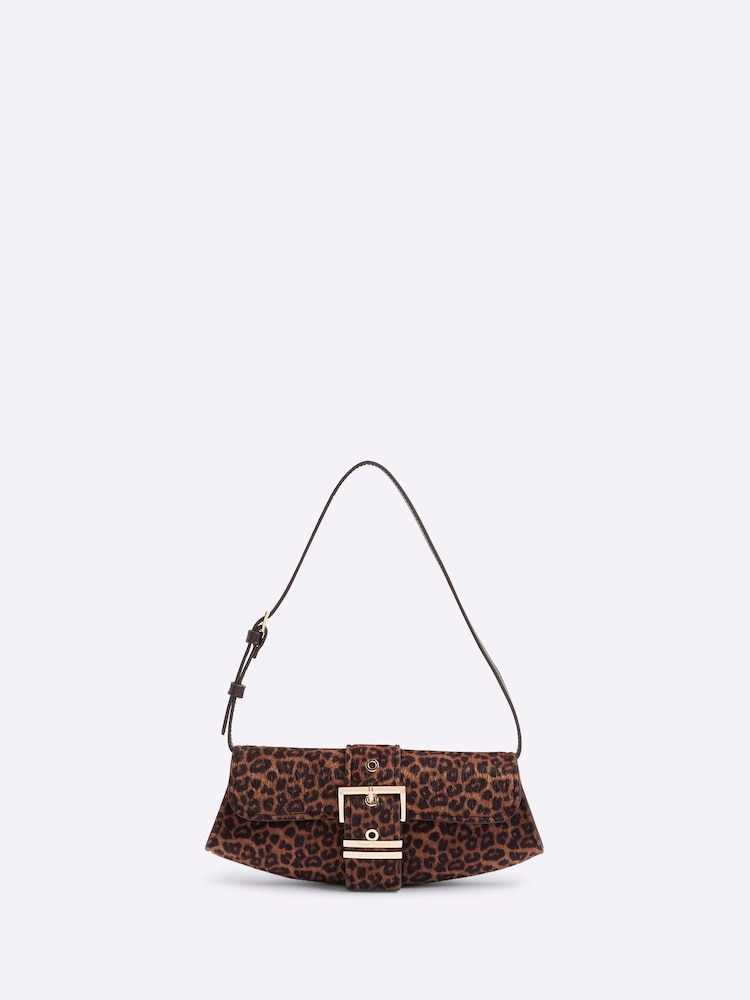 River Island Leopard Print Buckle Front Shoulder Bag - Imagen 2 de 6
