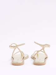 River Island Gold Embellished Twist Flat Sandals - Image 3 of 5
